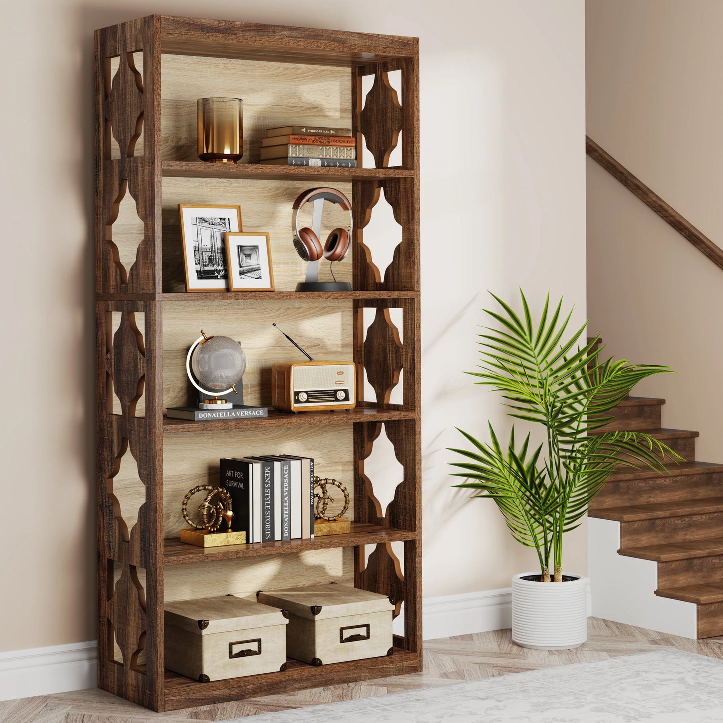 71 in 6-Tier Industrial Bookcase
