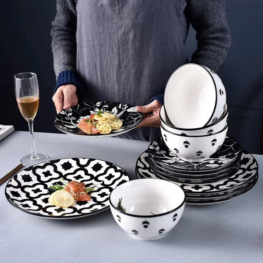 Ceramic Plates and Bowls for 4