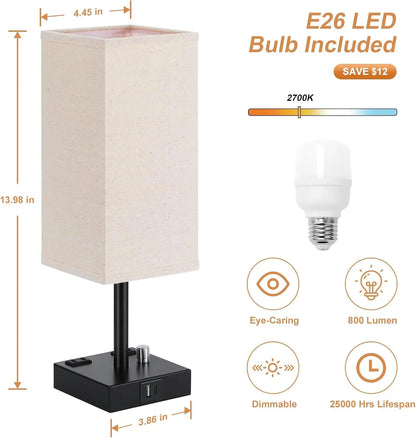 Fully Dimmable Table Lamps w/Charging Ports