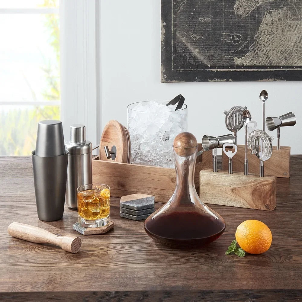 Glass Wine Decanter with Wooden Sphere Stopper
