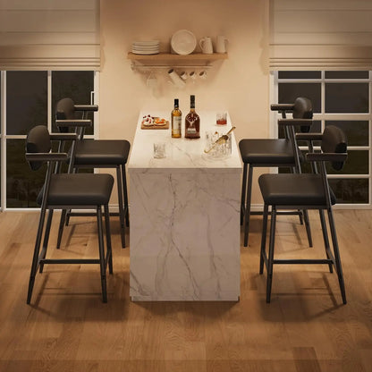 2PCS Modern Bar Stools Set with Back & Wider Seat