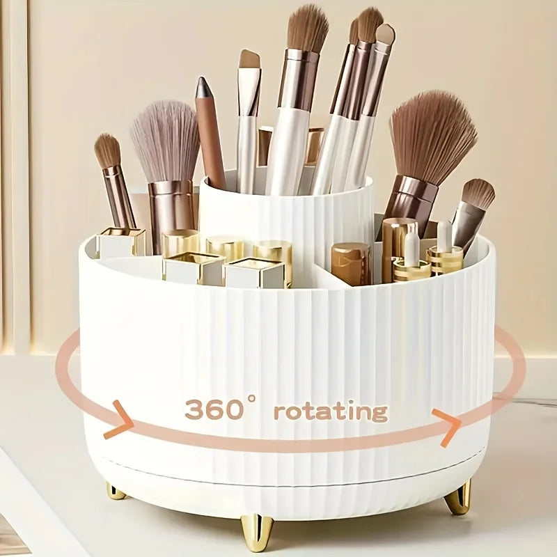 5 Compartment 360° Rotating Makeup & Brush Organizer