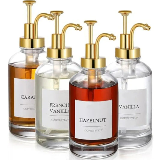 4 pk Syrup Dispensers with Labels