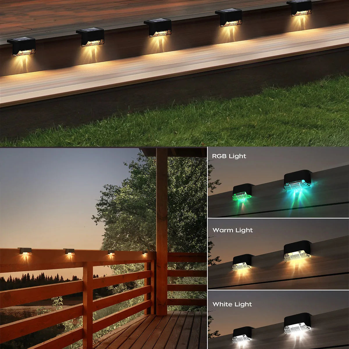 4pk/12pk LED Solar Deck & Stair Lights