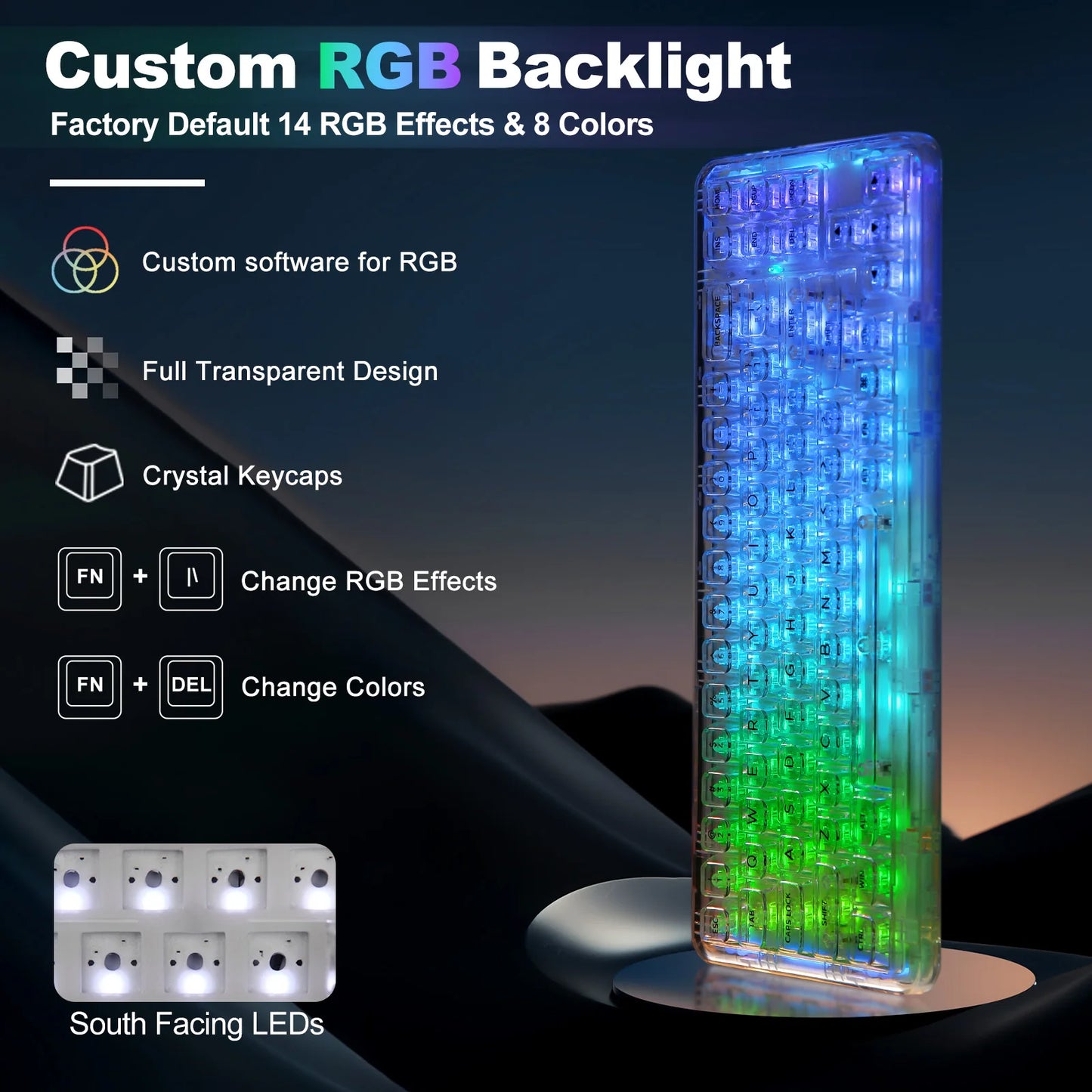 Transparent Gaming Keyboard with Clear Keycaps