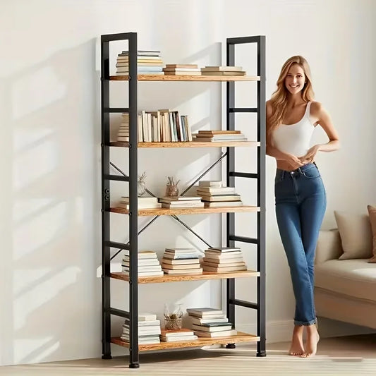 5-Tier Industrial Black Freestanding Shelving Rack