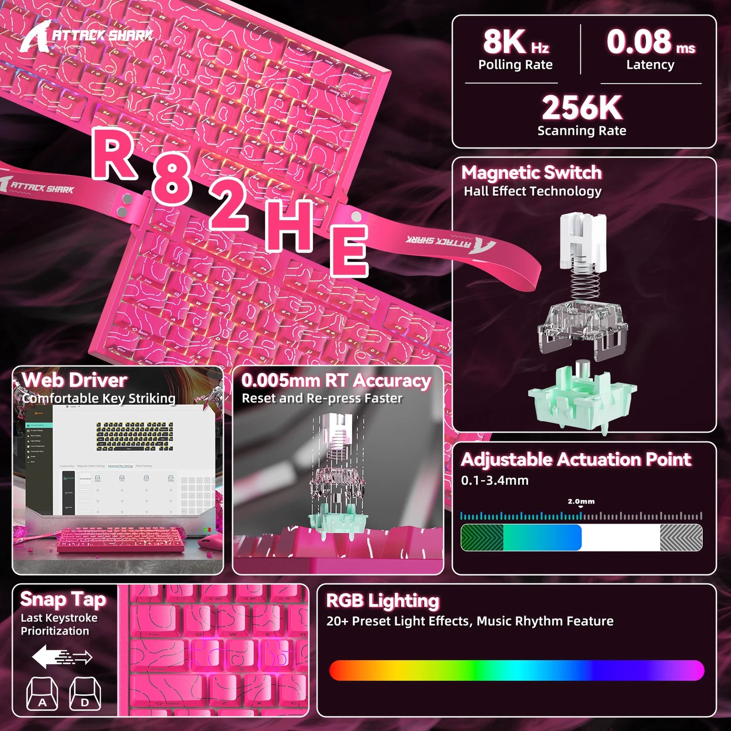 ATTACK SHARK R82 HE Wired 75% Keyboard