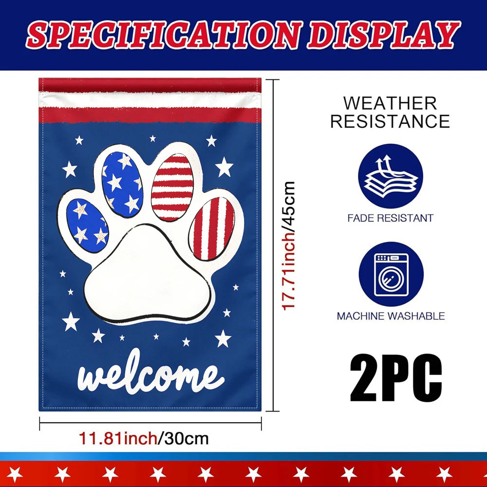 Patriotic Dog Paw Flag