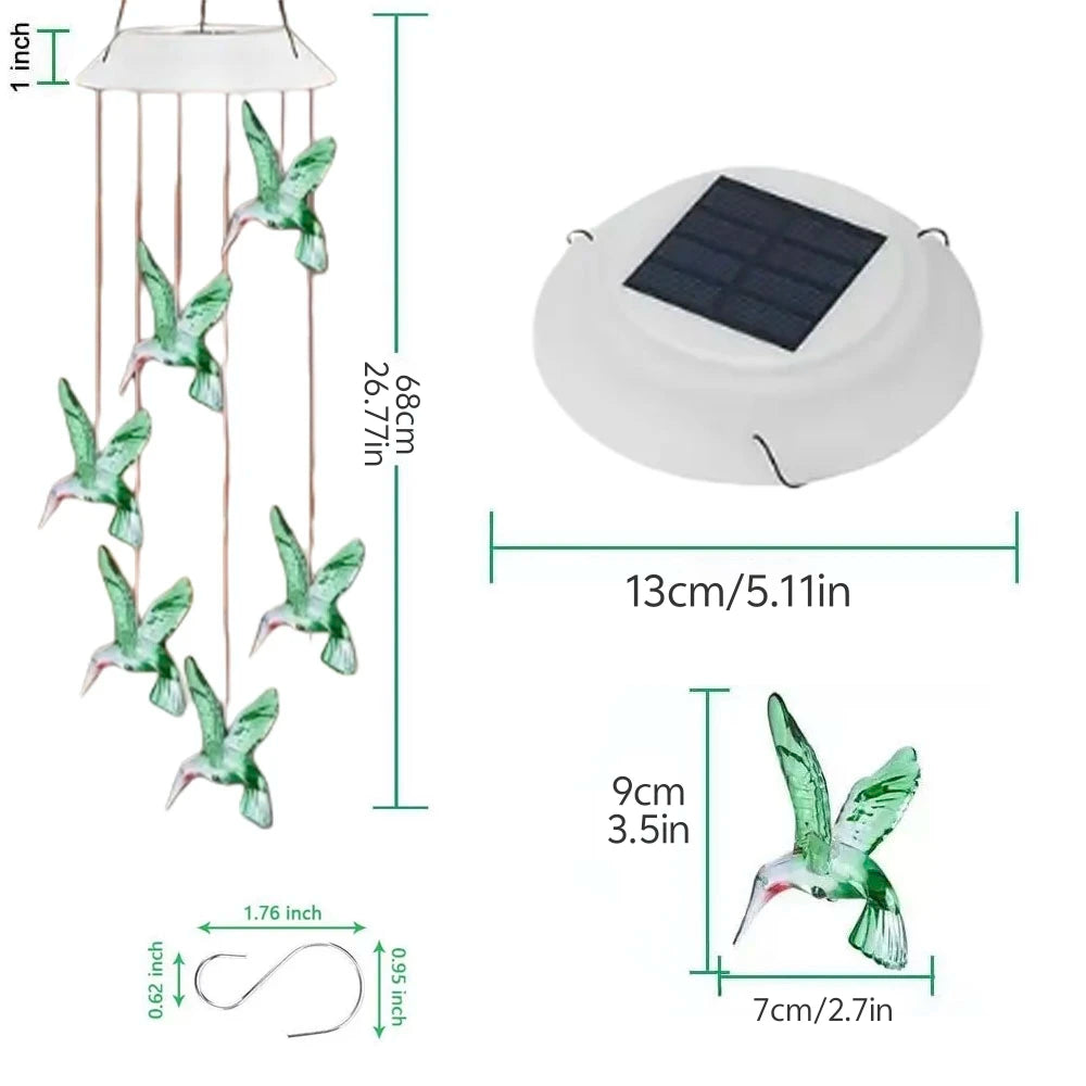 Solar Hummingbird Wind Chimes