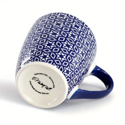 6-piece blue and white ceramic mug set