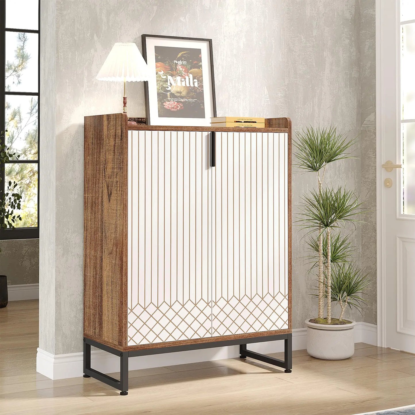 5-Tier Shoe Cabinet with Doors