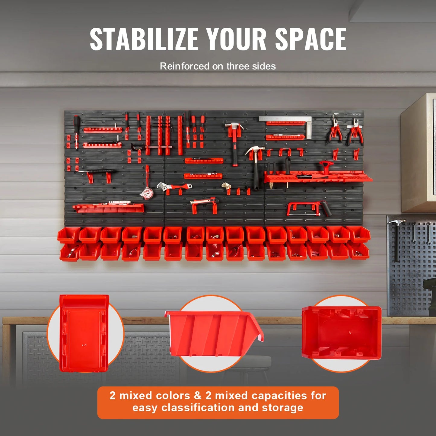 Wall Mounted Garage Storage 30-48 bins