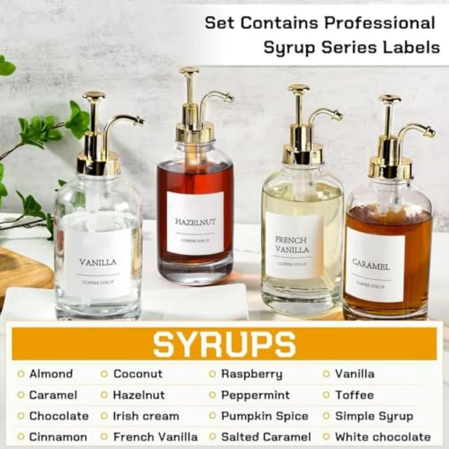 4 pk Syrup Dispensers with Labels