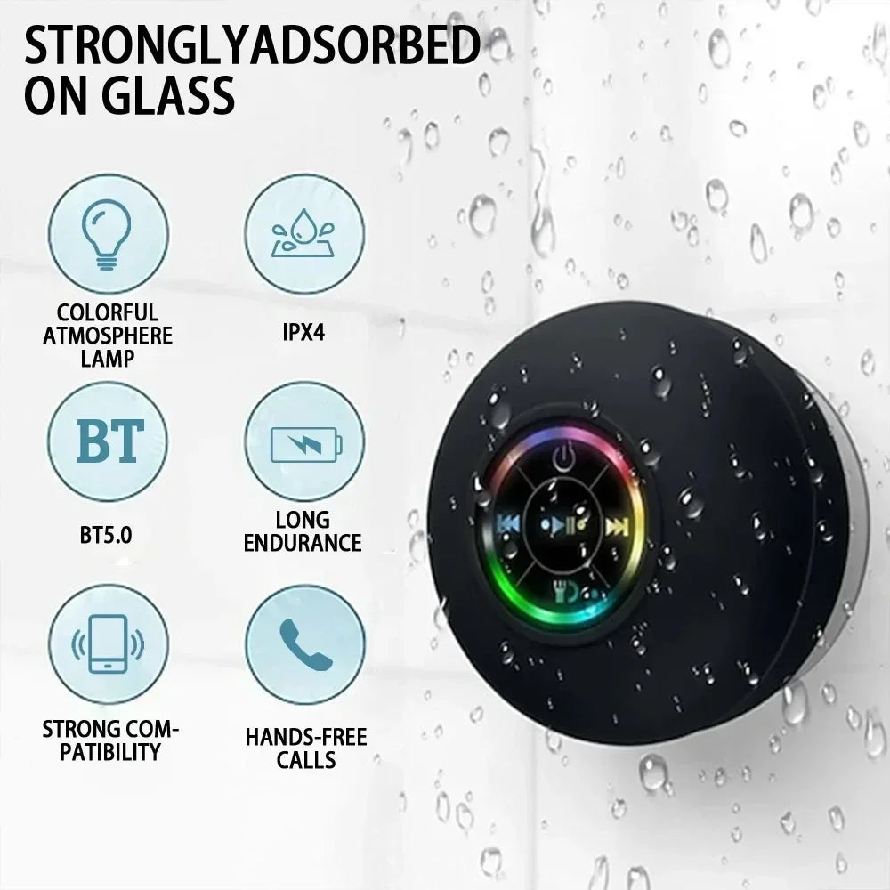 Waterproof Bluetooth Speaker with Suction Cup Mount