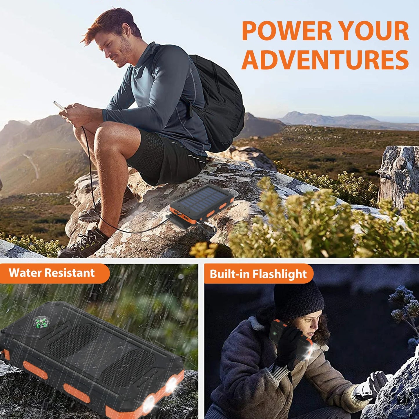 Waterproof Solar Power Portable Charger