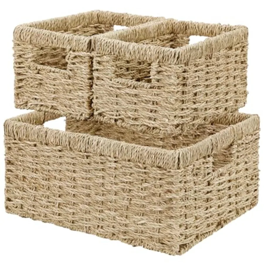 3-Pack Woven Rope Wicker Baskets