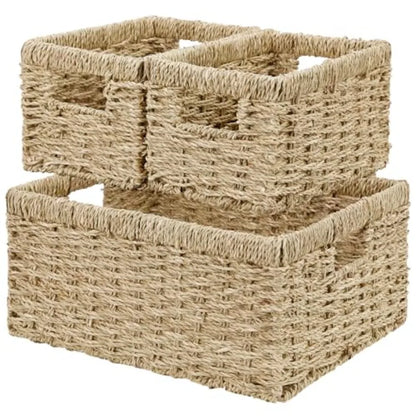 3-Pack Woven Rope Wicker Baskets