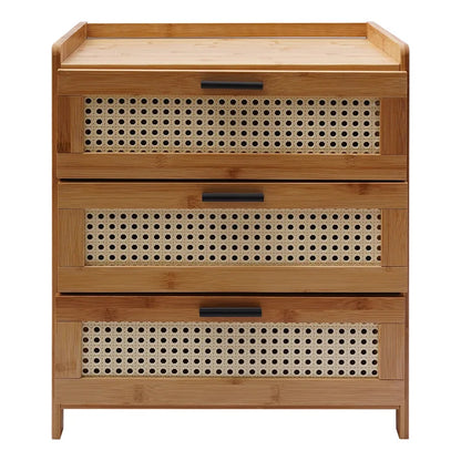 3- Drawer Bamboo Wood Bedside Nightstand