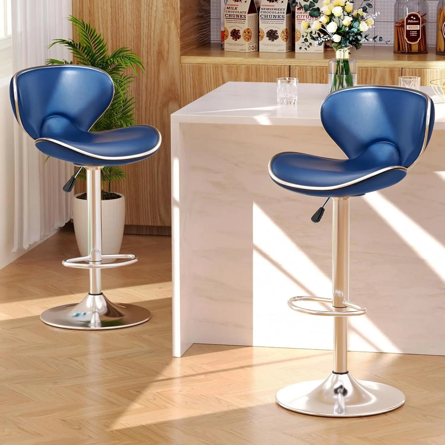 Set of 2 Adjustable, Swivel Barstools