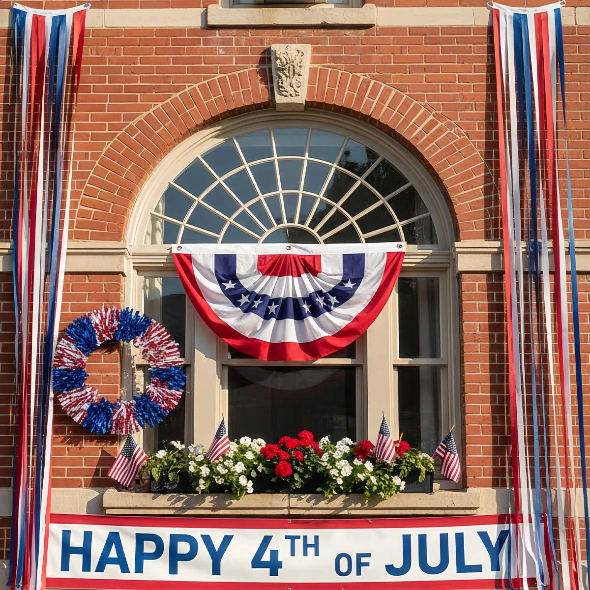 2pcs USA Pleated Half Fan Bunting Flags
