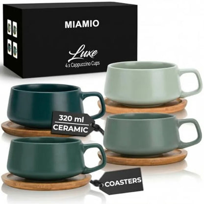 Set of 4 Ceramic Cups and Saucers