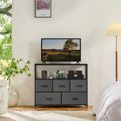 Storage Cabinet With 5 Fabric Drawers