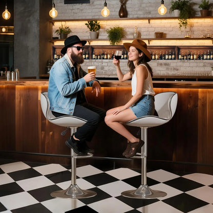 Set of 2 Adjustable, Swivel Barstools