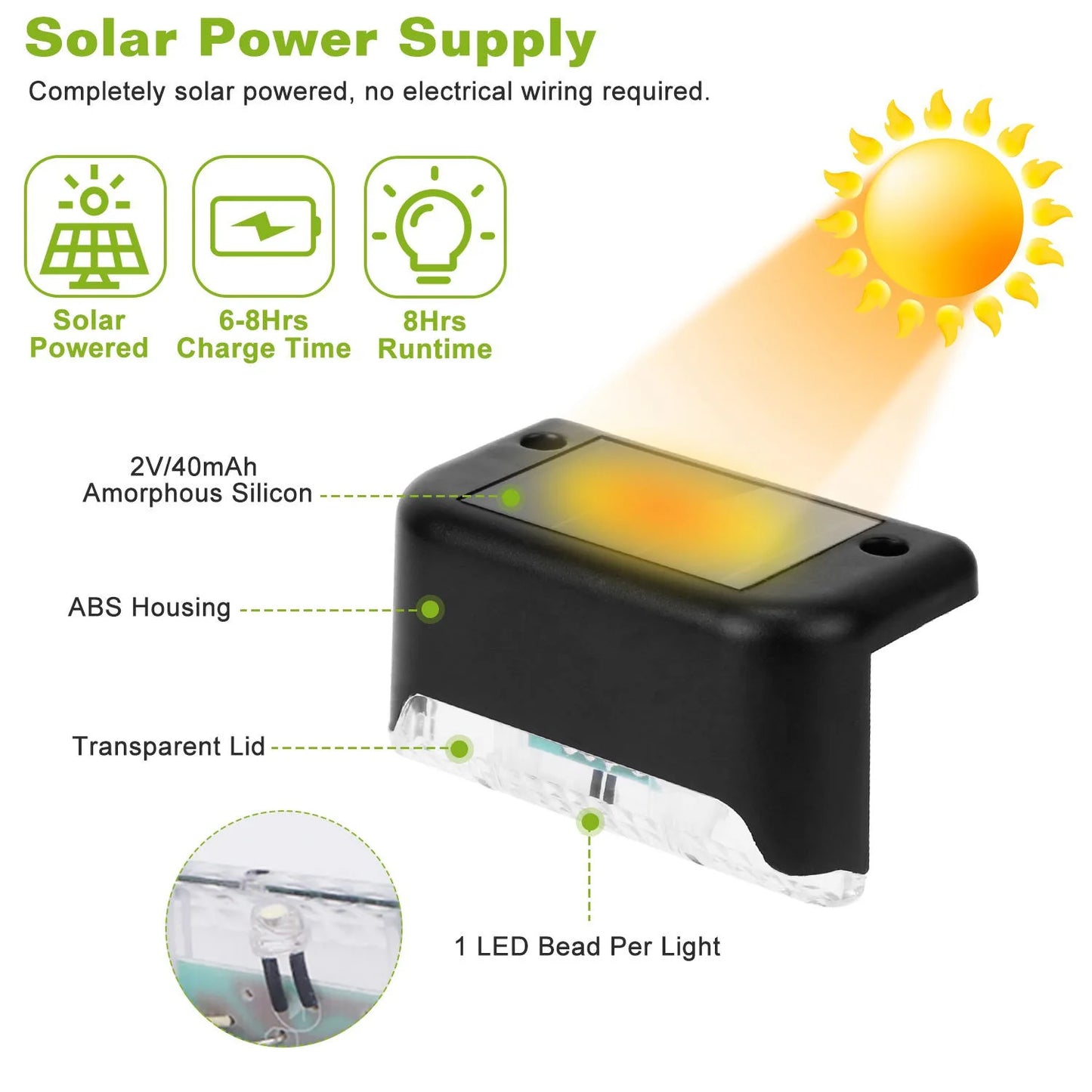 4pk/12pk LED Solar Deck & Stair Lights