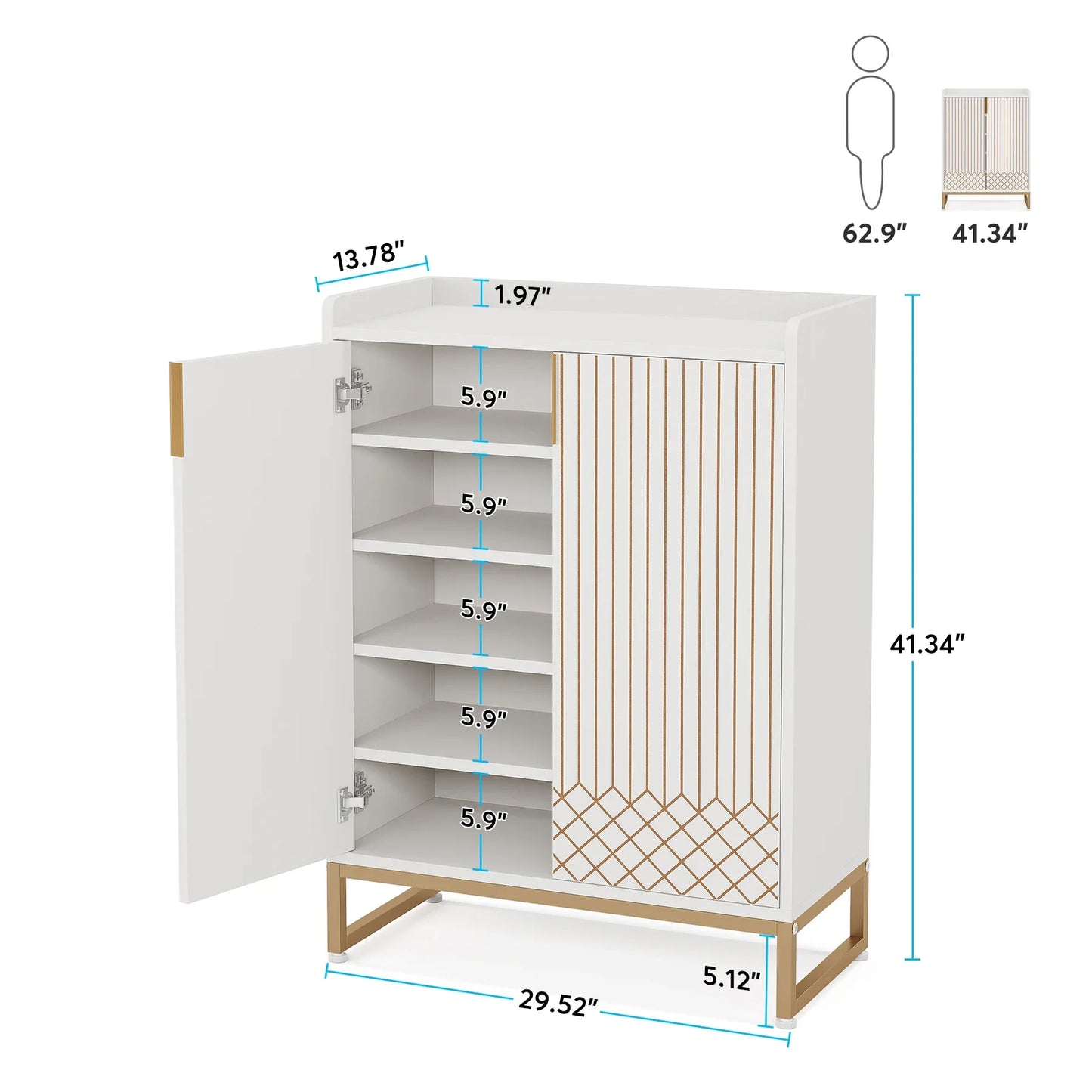 5-Tier Shoe Cabinet with Doors