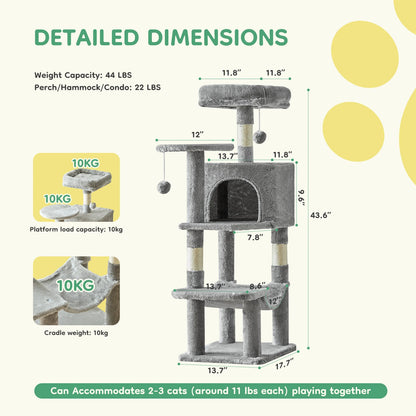44In Multi-Cat Climbing Tower/Scratching Post