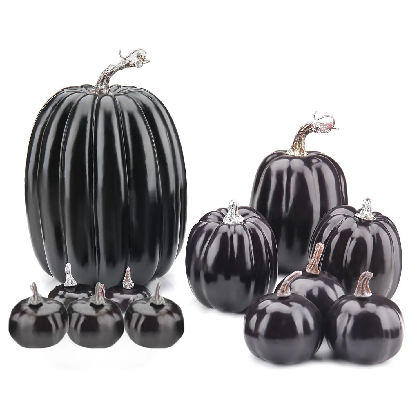 Artificial Black Pumpkin Set