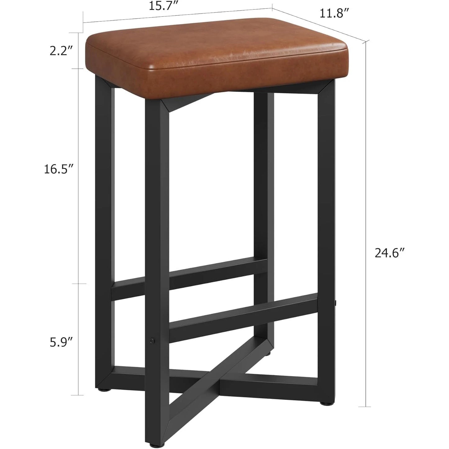 24" Bar Stools with Metal X-Frame & Leather Seats