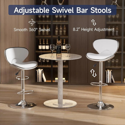 Set of 2 Adjustable, Swivel Barstools