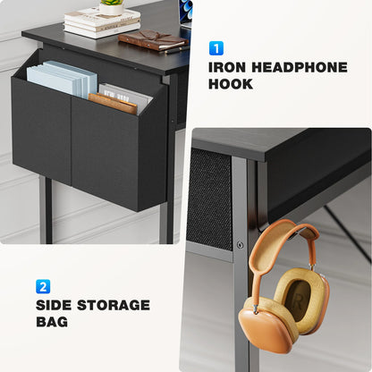 32in Computer Desk with Fabric Storage Drawers