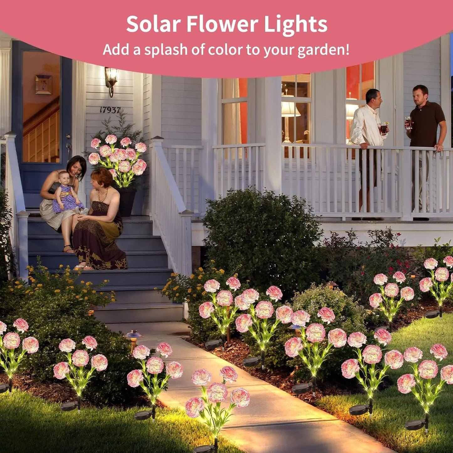 2pc LED Carnation Solar Lights