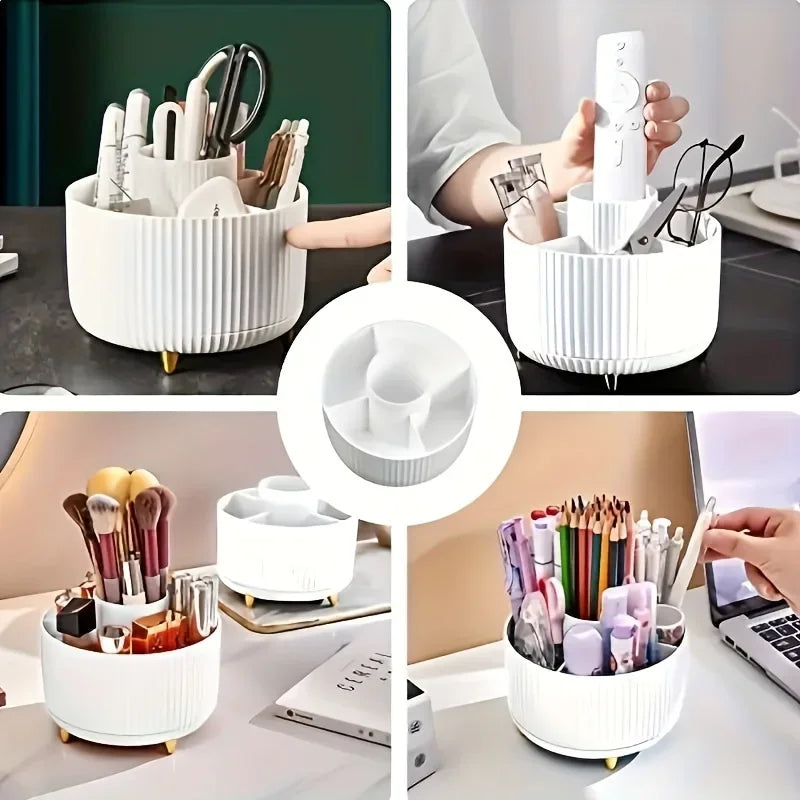 5 Compartment 360° Rotating Makeup & Brush Organizer