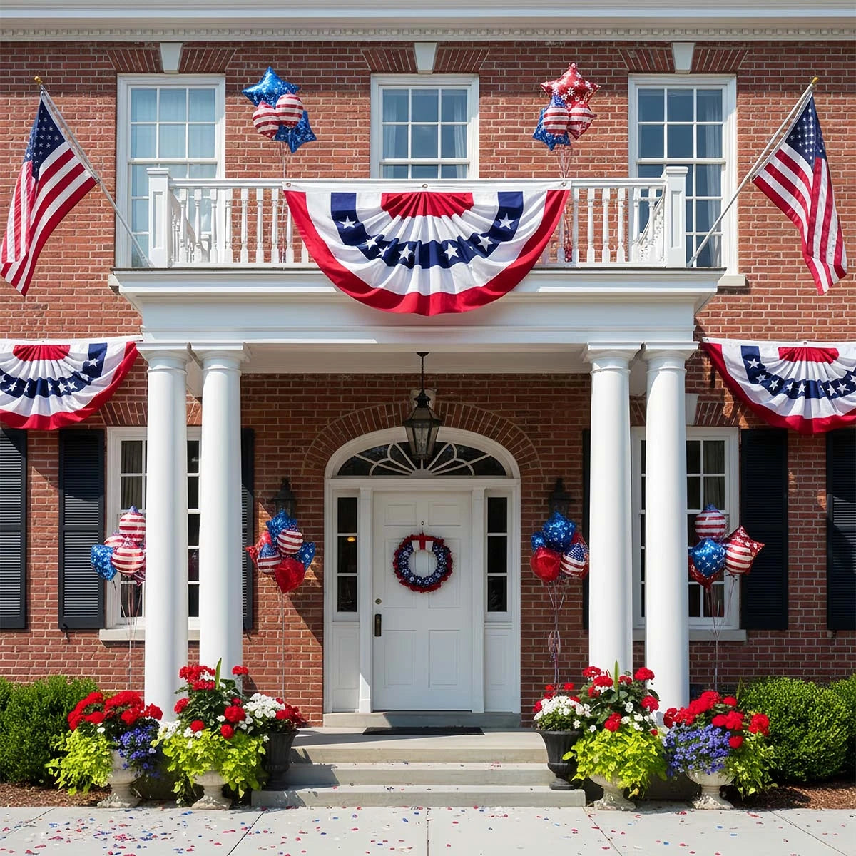 2pcs USA Pleated Half Fan Bunting Flags