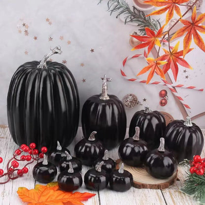 Artificial Black Pumpkin Set