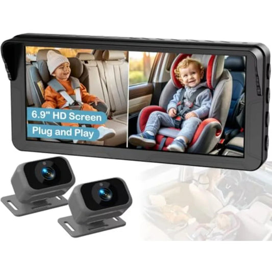 Baby Car Camera For Two Kids Dual Monitor