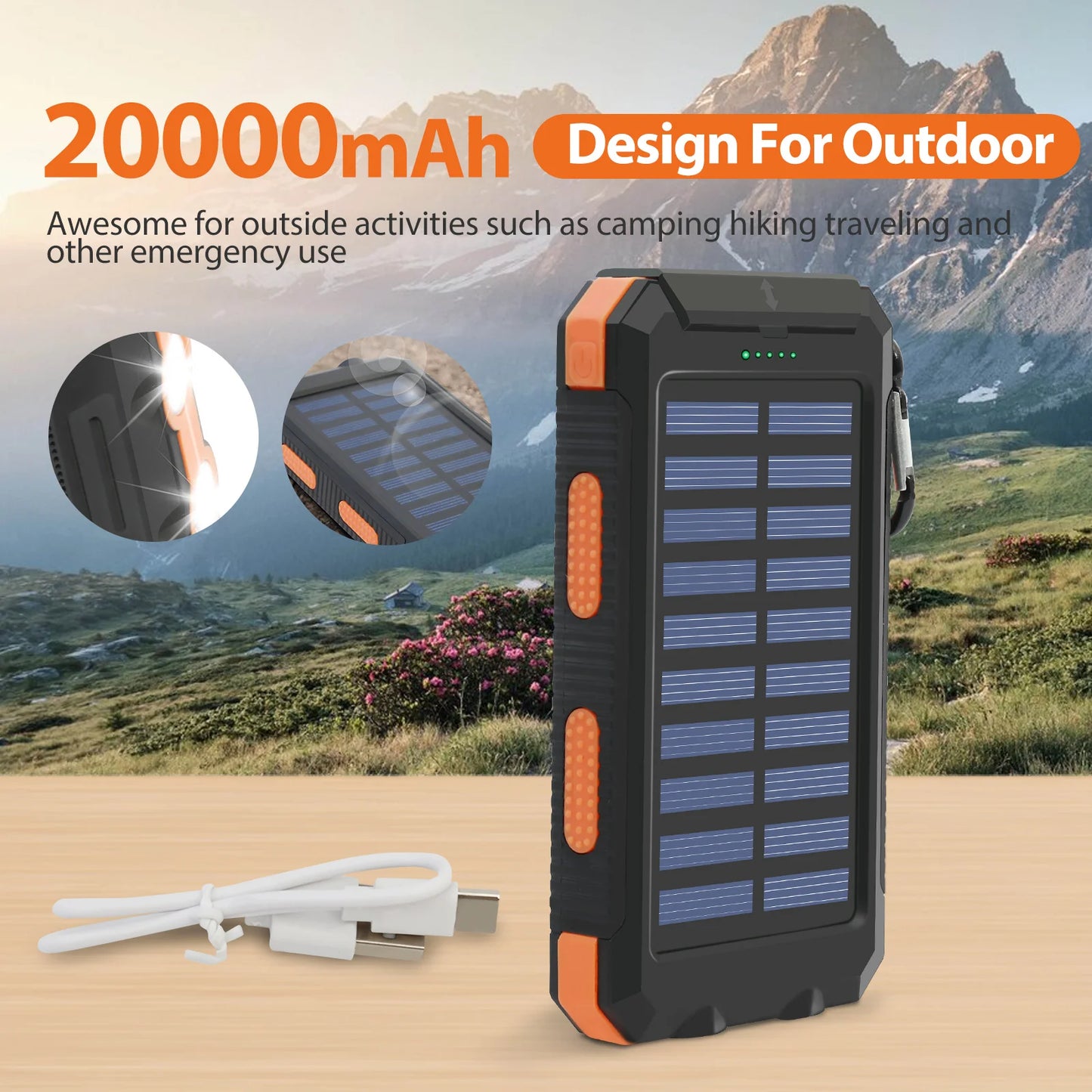 Waterproof Solar Power Portable Charger