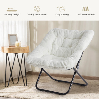 Cozy Saucer Chair with Soft Faux Fur
