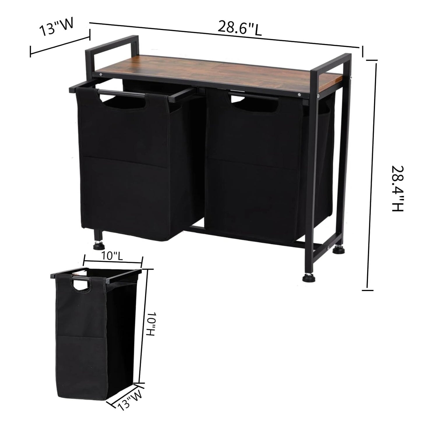 Laundry Hamper 2 Section with Removable Bag
