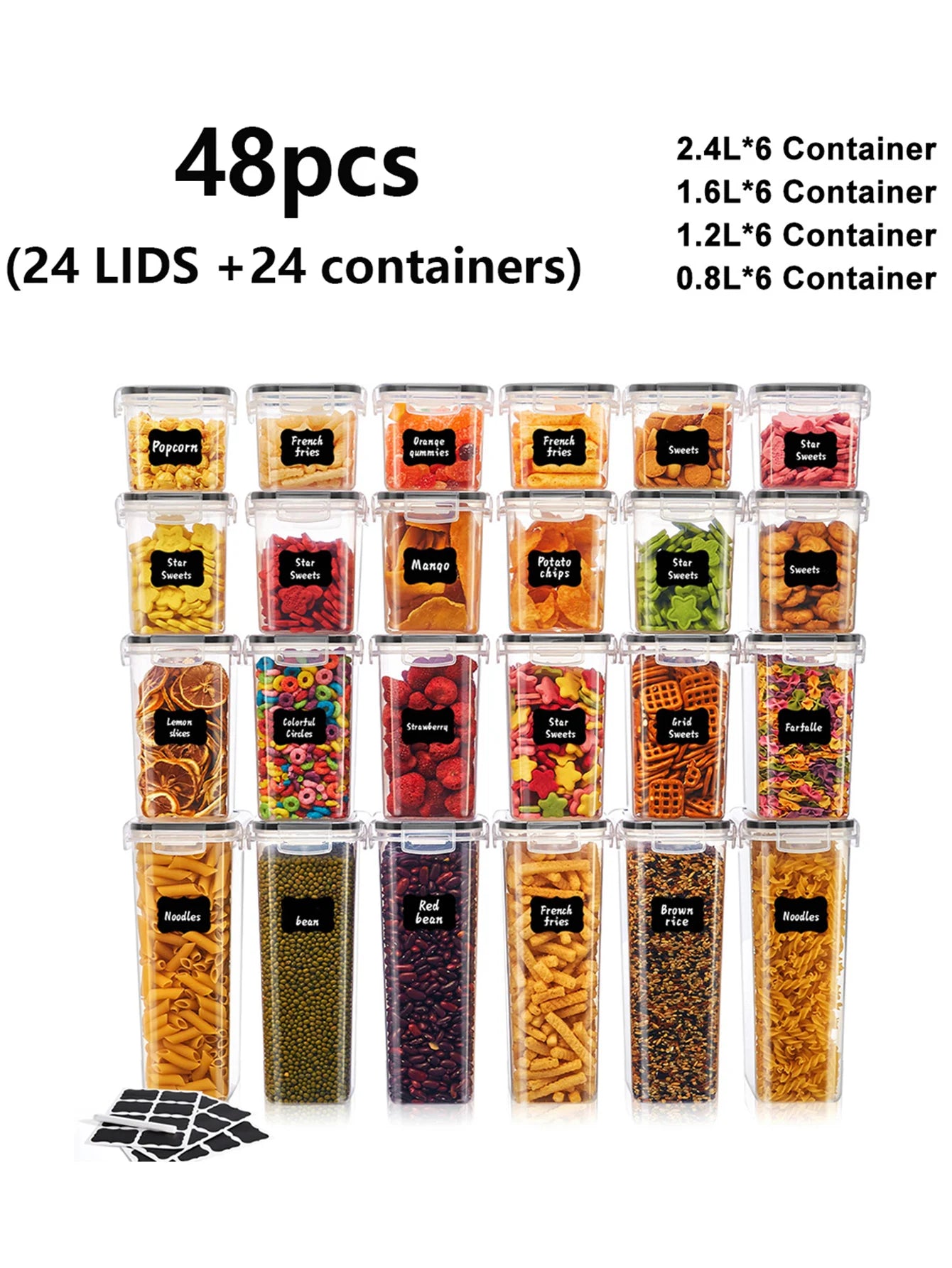 48pcs Food Storage Containers