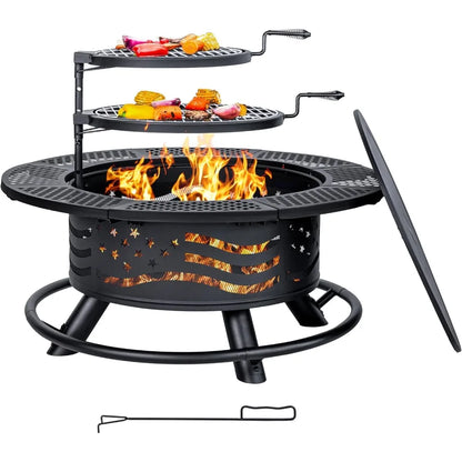 36 Inch Fire Pit with 2 Cooking Grates