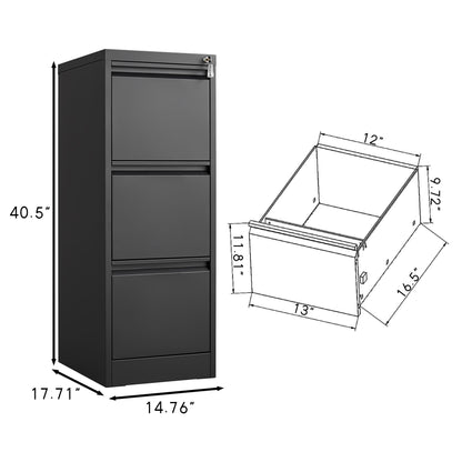 Metal 3 Drawer File Cabinet With Lock