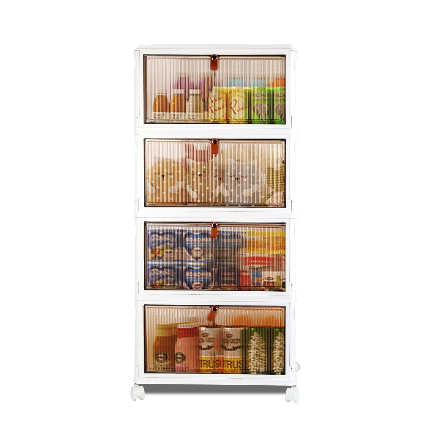 4-Tier Foldable Storage Bins with Wheels