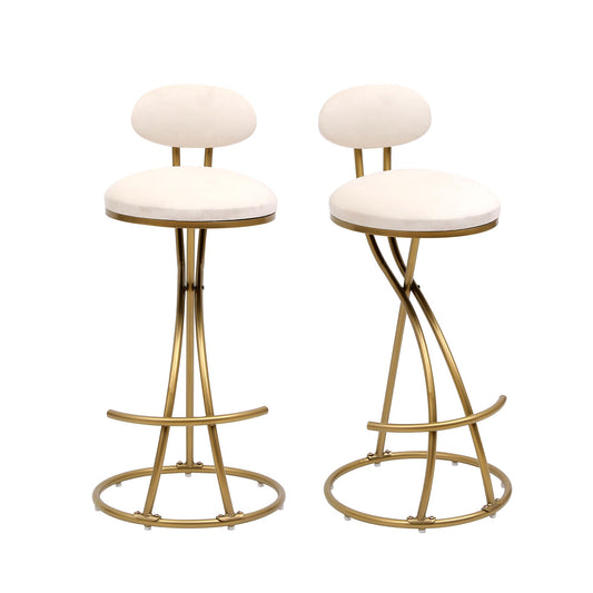 Upholstered Counter Height Barstools With Footrest (Set of 2)