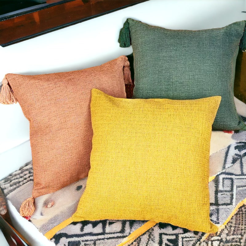 Boho Cotton Linen Pillow Cover 18x18