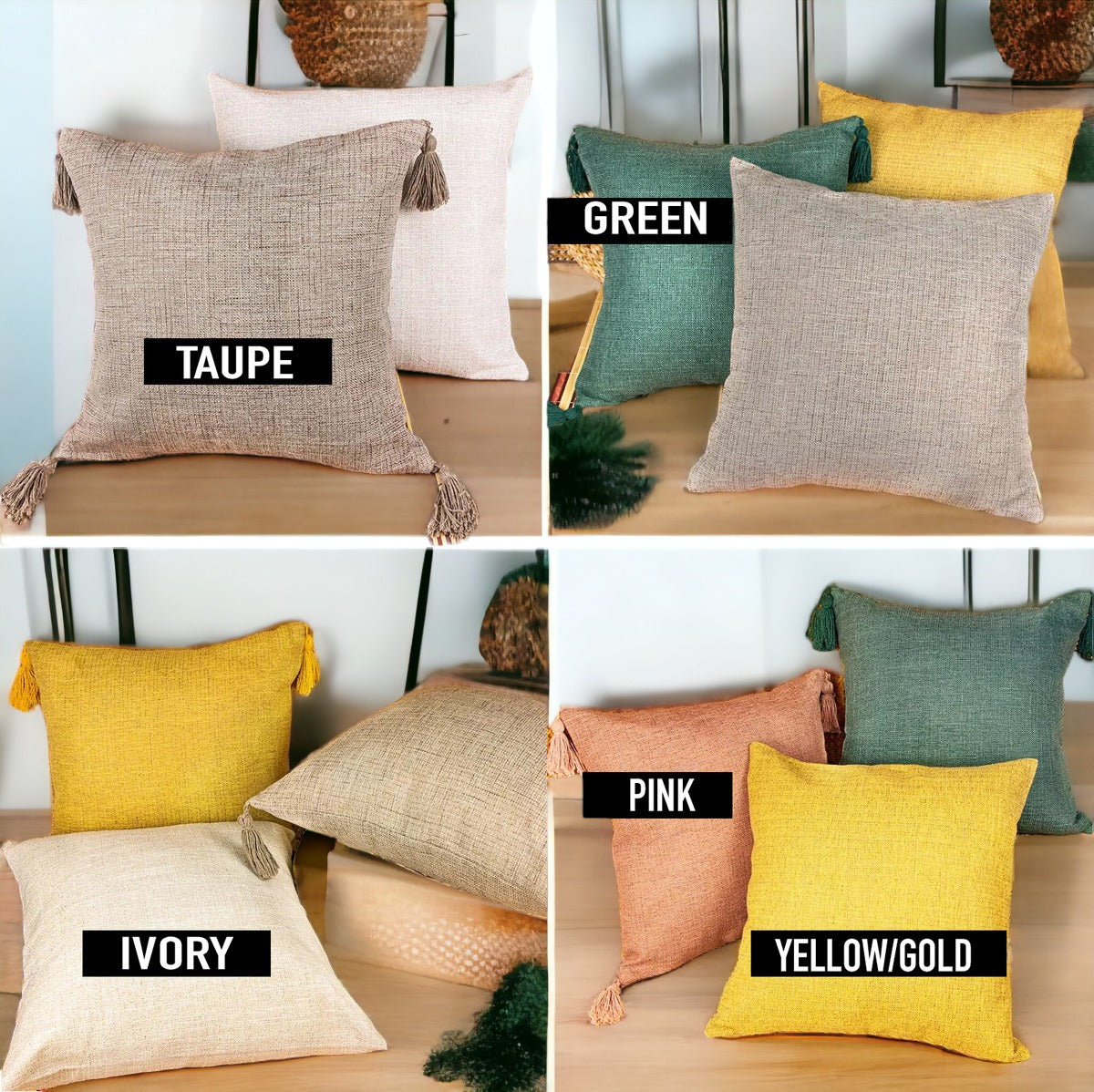 Boho Cotton Linen Pillow Cover 18x18