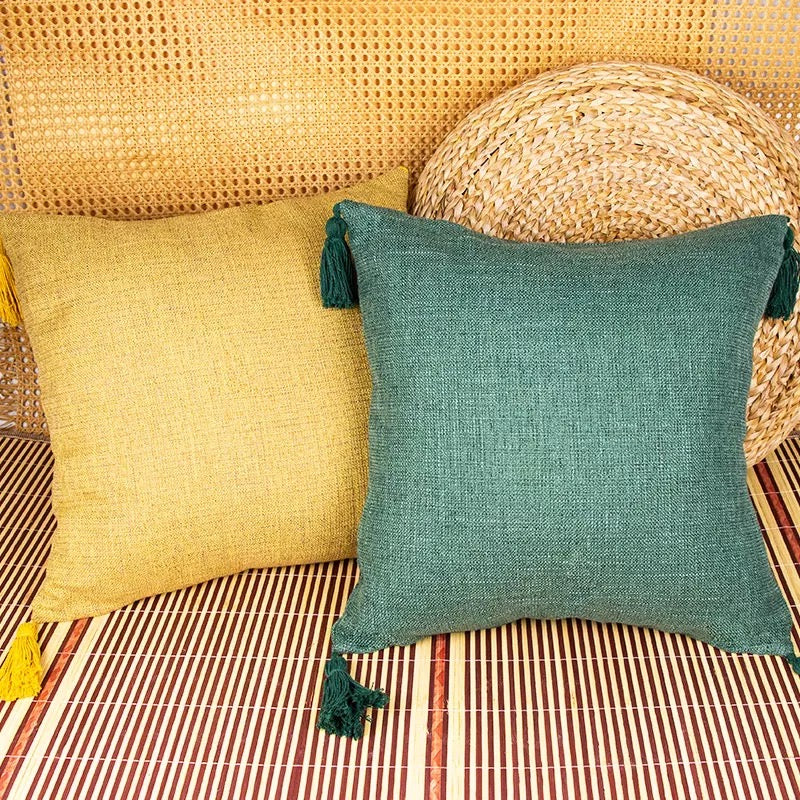 Boho Cotton Linen Pillow Cover 18x18